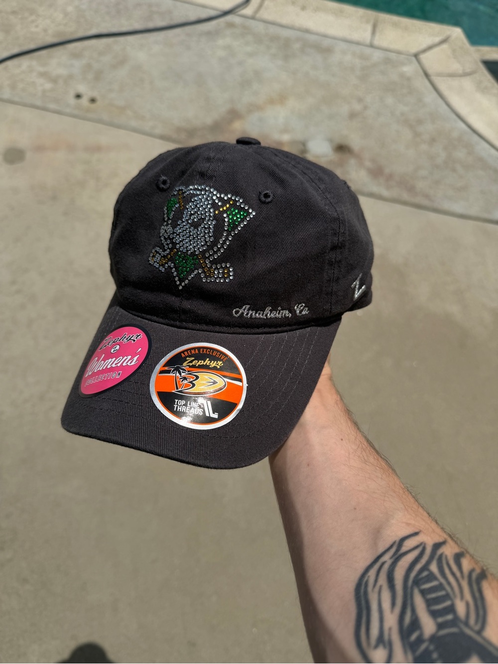 Anaheim Mighty Ducks Rhinestone Cap Hat Zephyr NWT Disney NHL Vintage Style
